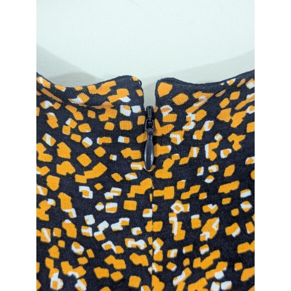 Hobbs Long Midi Samantha Dress Half Sleeve Full Pattern UK14 US M Orange Navy - Picture 12 of 13